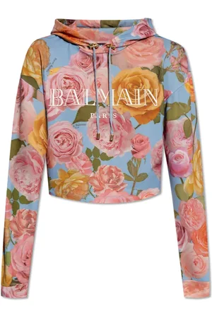 Balmain Sweathshirts & Hoodies, Dame, Flerfarvet, XS, Uld, Trykt hættetrøje