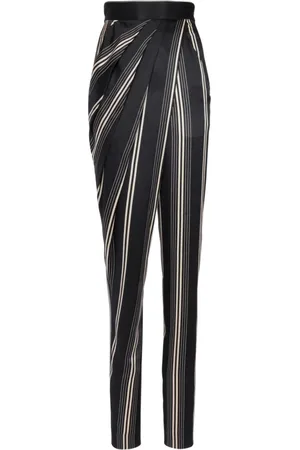 Balmain Bukser, Dame, Flerfarvet, 2XS, Satin, Asymmetriske draperede satinbukser
