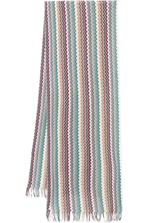 Missoni Tilbehør, Herre, Flerfarvet, ONE SIZE, Uld, Hvid Frynsekant Rektangel Tørklæde