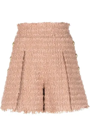 Balmain Shorts, Dame, , L, Tweed, Tweed Shorts med knapdetaljer