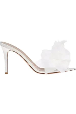 Gianvito Rossi Sko, Dame, Hvid, 37 EU, Sølvfjer Stilet Sandaler