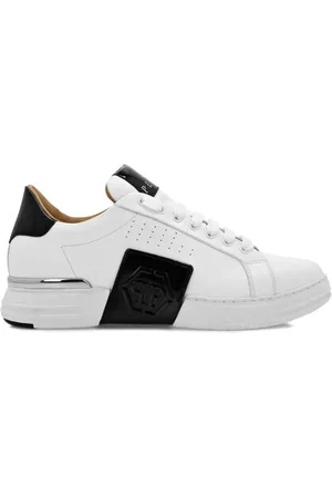 Philipp Plein Sko, Herre, Hvid, 43 EU, Læder, Hvide Hexagon Læder Sneakers