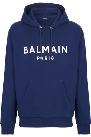 Balmain Sweathshirts & Hoodies, Herre, Blå, S, Bomuld, Paris hættetrøje