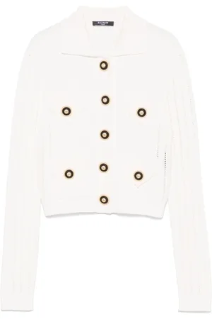 Balmain Strik, Dame, Hvid, S, Hvid Sweater Kollektion