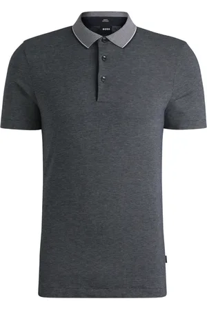 HUGO BOSS Top, Herre, Blå, M, Bomuld, Åndbar Bomuldspolo med Kontrastkrave