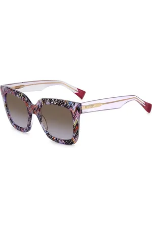 Missoni Tilbehør, unisex, Flerfarvet, 52 MM, Farverige firkantede solbriller med zigzag-mønster