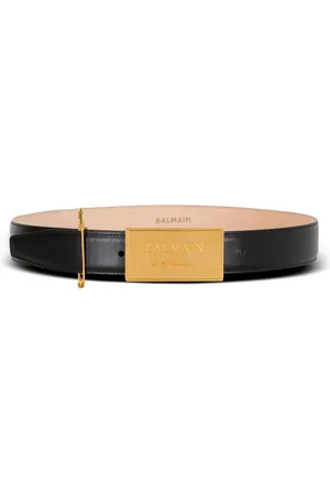 Balmain Tilbehør, Dame, Sort, 80 CM, Læder, Læderbælte med sikkerhedsnål
