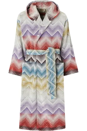 Missoni Nightwear & Lounge, Dame, Flerfarvet, M, Uld, Multifarvet Hættet Badekåbe Mod.19 Ny