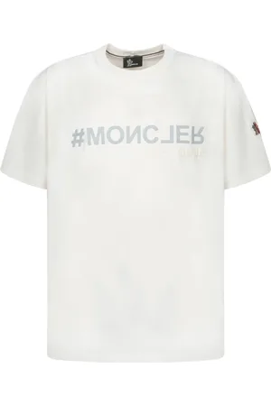 Moncler Top, Herre, , S, Bomuld, Hvid Bomuld T-shirt med Tonal Logo