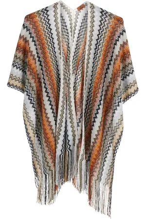 Missoni Jakke, Dame, Flerfarvet, ONE SIZE, Multifarvet Zig-Zag Cape med Frynsekant