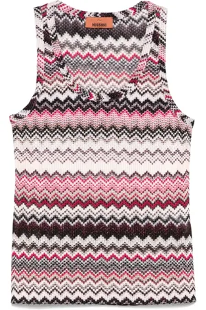 Missoni Top, Dame, Flerfarvet, S, Sort Zigzag Tank Top Ærmeløs