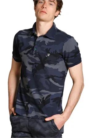 Masons Top, Herre, Blå, S, Bomuld, Camouflage Print Polo Skjorte