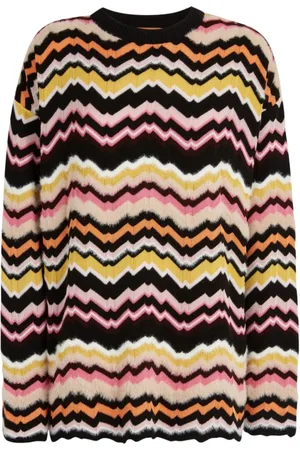Missoni Strik, Dame, Flerfarvet, S, Uld, Multifarvet Herringbone Sweater med Kæde