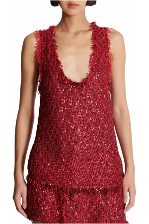 Balmain Top, Dame, Lyserød, M, Tweed, Glitrende tweed top