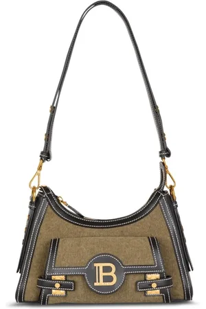 Balmain Taske, Dame, , ONE SIZE, Uld, Canvas Skuldertaske med B-Buzz Design