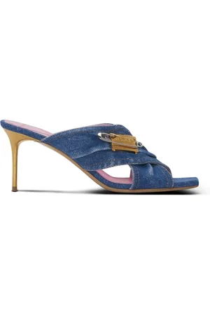 Balmain Sko, Dame, Blå, 39 EU, Denim, Denim Safety Pin mules