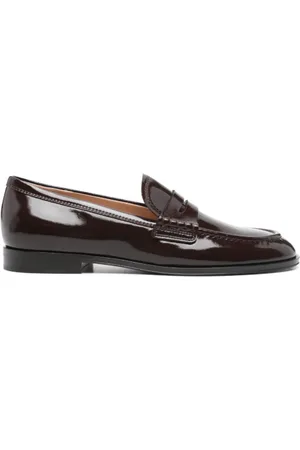 Gianvito Rossi Sko, Dame, Rød, 38 EU, Læder, Bordeaux Røde Læder Loafers
