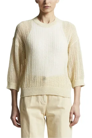 PESERICO SIGN Strik, Dame, Gul, 3XS, Uld, Letvægts Lurex alpaka trøje i tricot