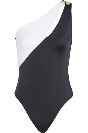 Balmain Badetøj, Dame, Sort, 2XS, Uld, Asymmetrisk badedragt