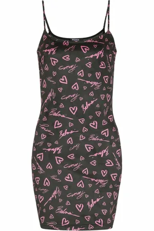 Balmain Kjole, Dame, Flerfarvet, L, Polyester, Kort stropløs fløjl kjole med Crush print