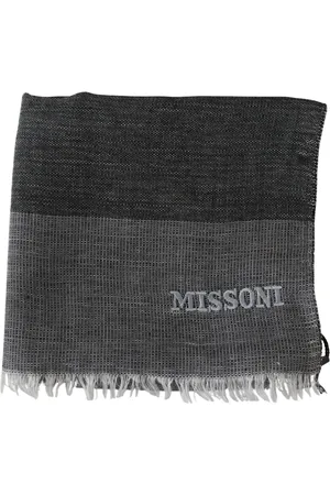 Missoni Tilbehør, Herre, Grå, ONE SIZE, Uld, Stribet uld tørklæde med logo broderi