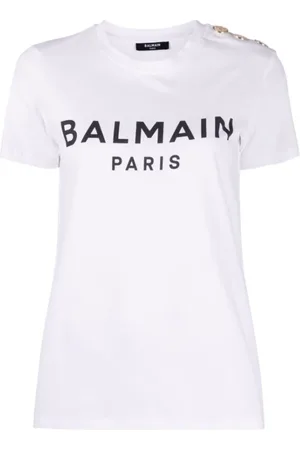 Balmain Top, Dame, Hvid, XS, Bomuld, Logo T-shirt