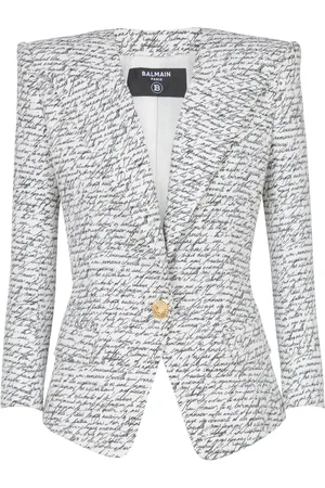 Balmain Jakke, Dame, Sort, M, Kærlighedsbrev Printet Skræddersyet Jakke