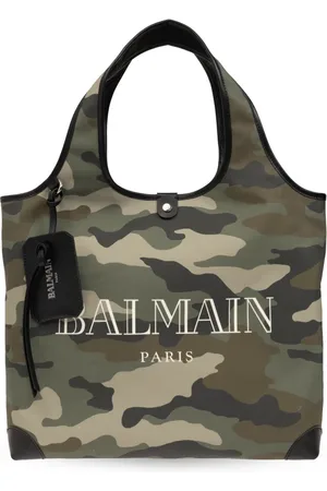 Balmain Taske, Herre, Grøn, ONE SIZE, Bomuld, B-Hær shopper taske