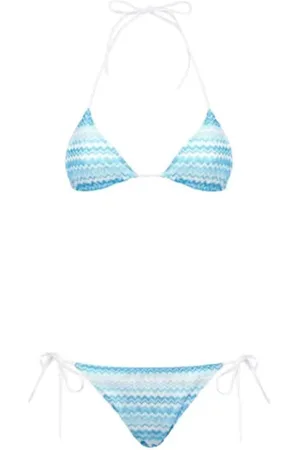 Missoni Badetøj, Dame, Blå, 3XS, Polyester, Blå Chevron Bikini Strandtøj