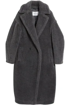 Max Mara Jakke, Dame, Grå, XS, Faux Fur, Luksuriøs Teddy1 Kamelhår Frakke