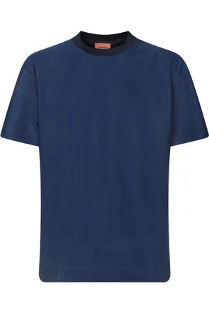 Missoni Top, Herre, Blå, L, Bomuld, Blå Zigzag Crew Neck T-Shirt