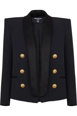 Balmain Jakke, Dame, Sort, S, Uld, Kant-til-kant 6-knapsjakke
