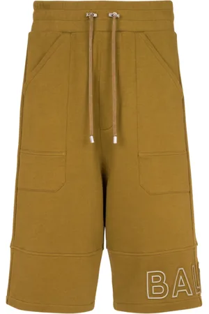 Balmain Shorts, Herre, Grøn, 2XL, Bomuld, Bermuda shorts i bomuld med reflekterende logo.
