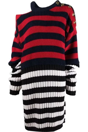 Balmain Kjole, Dame, Flerfarvet, XS, Uld, Multifarvet Strik Mini Kjole