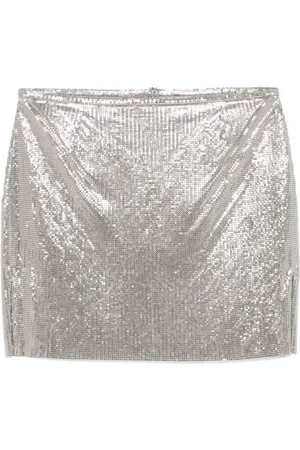 Paco rabanne Nederdel, Dame, Grå, XS, Metallic Mesh Skirt