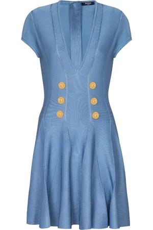 Balmain Kjole, Dame, Blå, XS, Blå Kjole til Kvinder