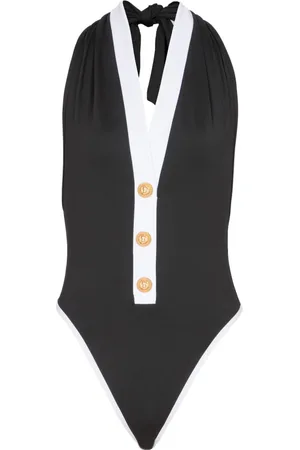 Balmain Badetøj, Dame, Sort, 2XS, Badedragt med knapper