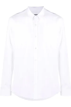 Balmain Skjorte, Herre, Hvid, M, Bomuld, Hvid Langærmet Bomuldsskjorte