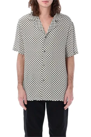 Balmain Skjorte, Herre, Flerfarvet, XL, Uld, Mini Monogram Bowling Skjorte