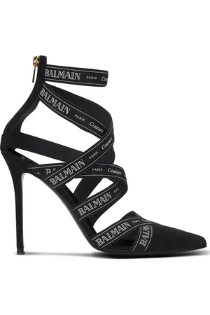Balmain Sko, Dame, Sort, 38 EU, Læder, Sort Stilet Hæl Ruskind Trim