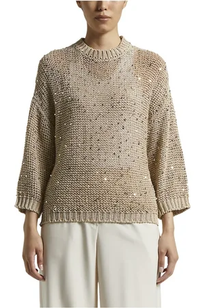 PESERICO SIGN Strik, Dame, , S, Bomuld, Bomuldssløjfe sweater med palietter