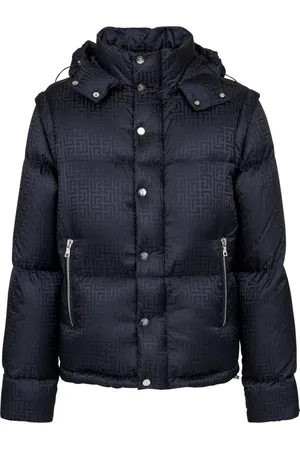 Balmain Jakke, Herre, Sort, XL, Nylon, Jacquard monogram dunjakke