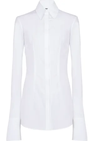 Balmain Bluser & Skjorter, Dame, Hvid, L, Bomuld, Tilpasset poplin skjorte