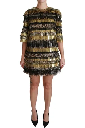 Dolce & Gabbana Kjole, Dame, Sort, XS, Uld, Leopard Shift Mini Kjole