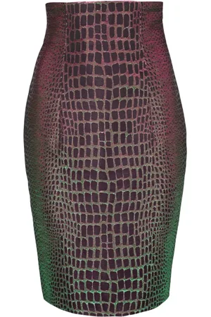 Balmain Nederdel, Dame, Flerfarvet, M, Uld, Iridescent Croco Jacquard Nederdel