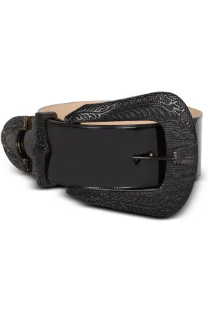 Balmain Tilbehør, Dame, Sort, 85 CM, Læder, Patentlæder Western Bælte