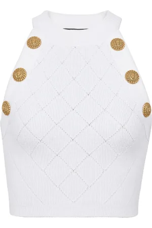 Balmain Top, Dame, Hvid, XS, Uld, Ærmeløs Top
