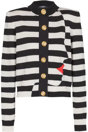 Balmain Strik, Dame, Flerfarvet, S, Face Mariniere Cardigan