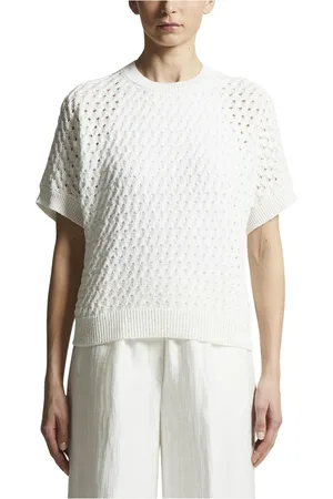 PESERICO SIGN Strik, Dame, Hvid, 2XL, Bomuld, Bomuldscordonnet sweater med pailletter