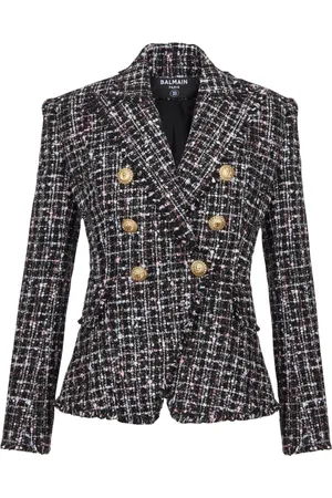 Balmain Jakke, Dame, Sort, 2XS, Tweed, 6-knaps tweedjakke
